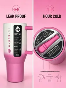HydroJug 32oz Pink Gradient Stylish HydroJug Traveler Thermo Tumbler - Portable Vacuum Insulated Flask, Temperature Retention, Leakproof, Cup Holder Friendly, Ideal for All-Day Hydration, Flasks