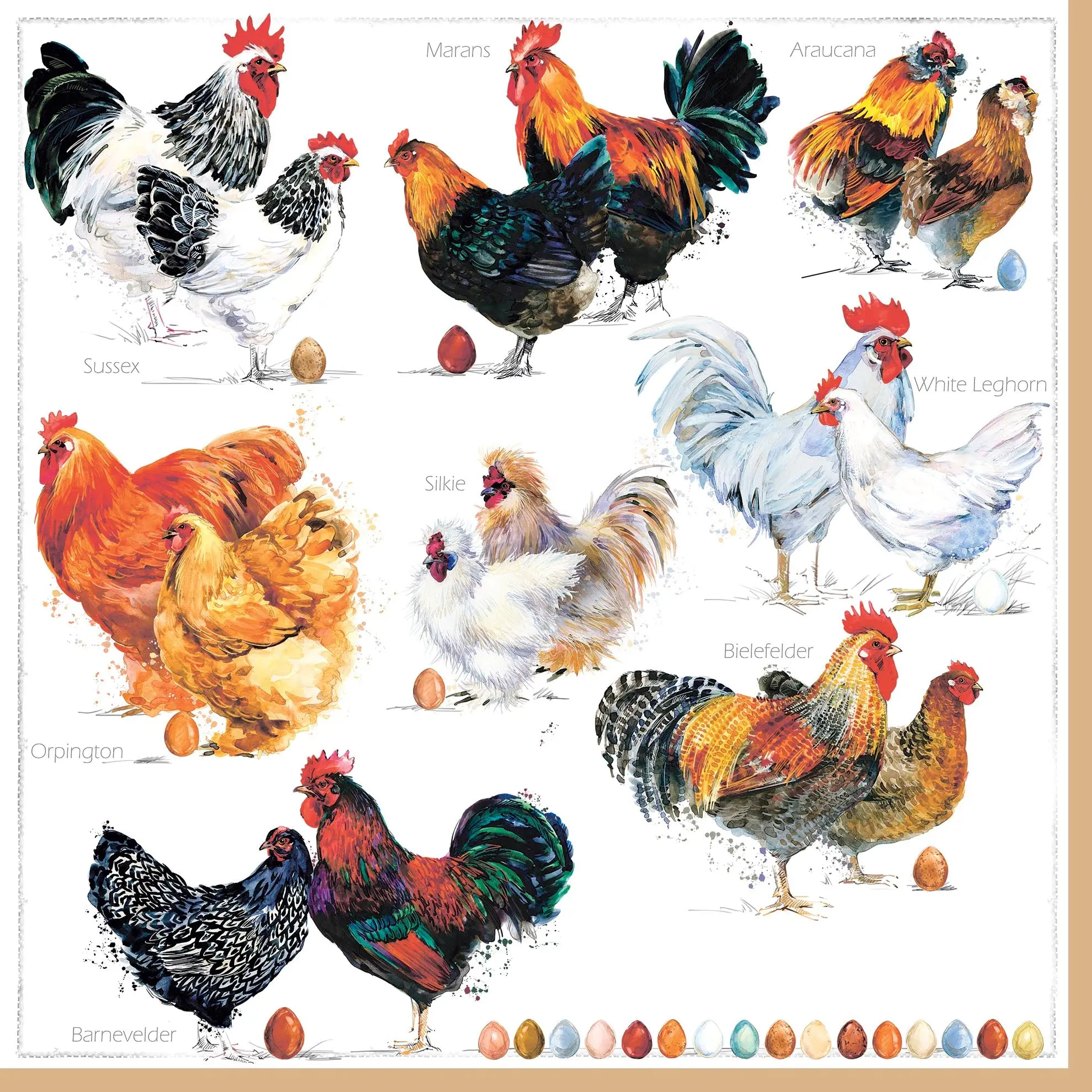 Chicken Collection Luncheon Napkins