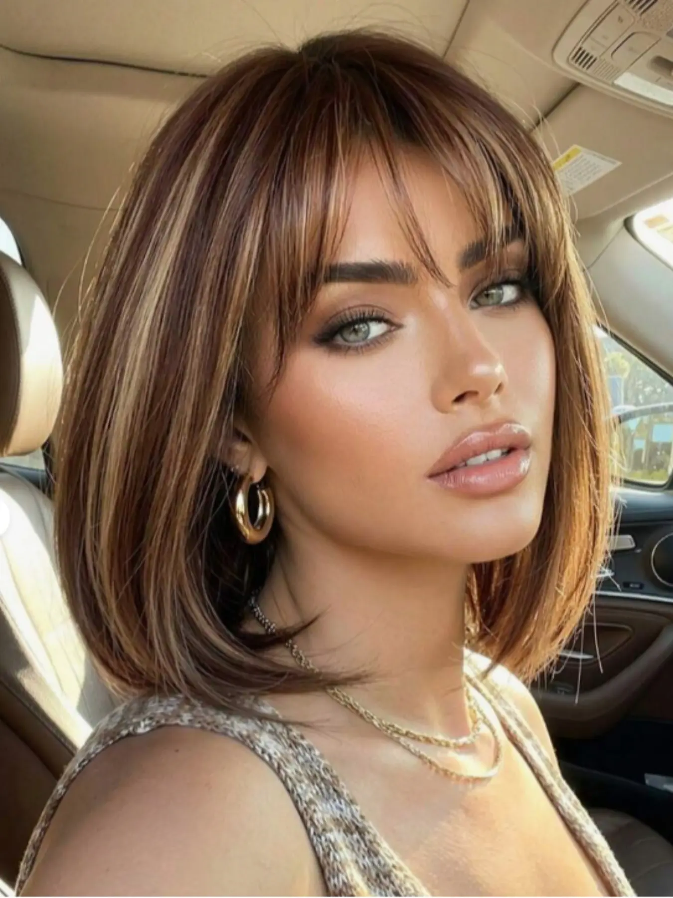 12-Inch Short Straight Hair Wig with Bangs, Natural Look Full Headpiece, Synthetic Fiber, Synthetic Material Wigs, Perfect for Daily Wear, Elegant and Versatile, Natural Looking Wig, Straight Synthetic Wigs