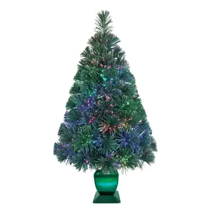 Holiday Time Prelit LED Fiber Optic Spruce Artificial Christmas Tree, 32'' Green - Perfect for Your Holiday Decorations