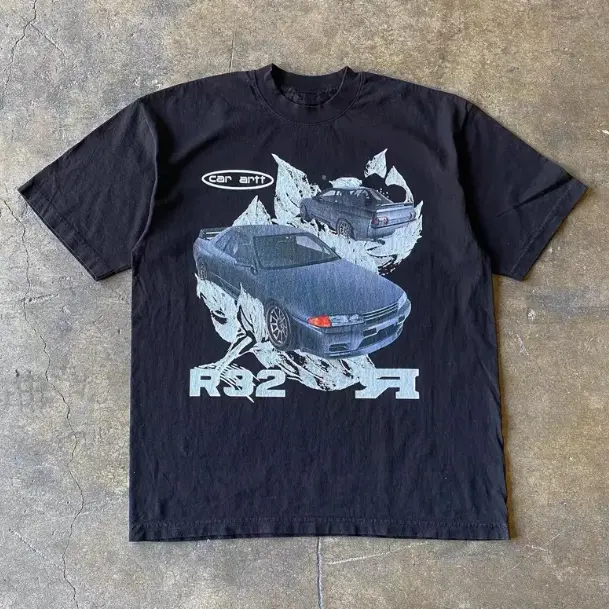 R32 Car art T-Shirt, Unisex Vintage Graphic Tees Gothic Grunge Y2k Emo Scene Amity Affliction Style Clothes  Women Streetwear