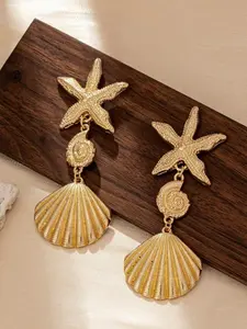 Exaggerated Ocean Style Starfish Shell Earrings, Women's Vacation Beach Casual Fashion Jewelry, Perfect for Summer