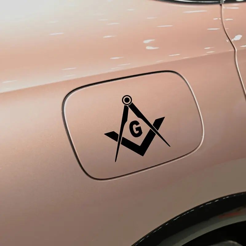 Free Stonemasons Vinyl Stickers - Black and White Geometric Compass Design, Suitable for Cars, Trucks, Laptops, Off-road Vehicles - Durable Multi Surface Decoration, Vehicle Stickers, Automotive Decals, Car Stickers, Truck Decals