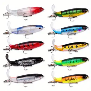 Durability 10pcs/ Set Whopper Floating Plopper Lures - Topwater Fishing Lures with Propeller Tail, Pencil Shape, 35g, 14cm/5.51in - Catch Catfish, Pike, Perch, Top Water Bass with Ease