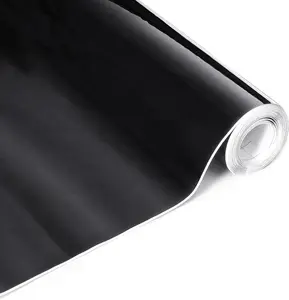 High Gloss Black  Vinyl Wrap Roll 1ft x 10ft Featuring Bubble Free Air-Release Technology Self Adhesive  Wrap Film Automotive Vinyl Tape Roll for   Furniture DIY Interior