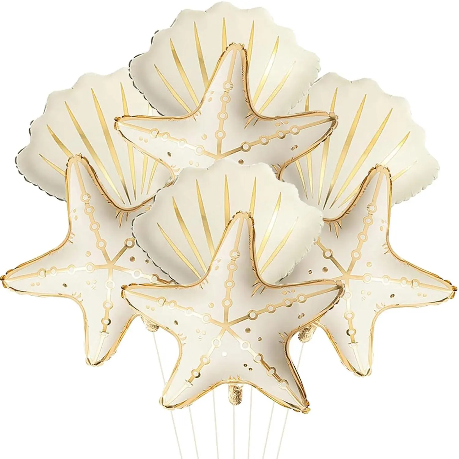 8 Pcs Starfish And Seashell Balloons, Under The Sea Party Decorations, For Ocean Theme Birthday Balloon Party Beach Party Supplies