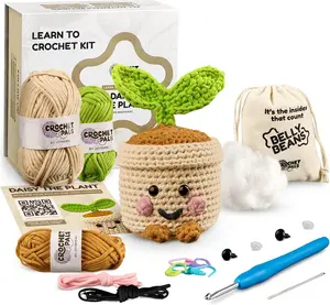 Crochet Kit for Beginners – DIY Crafts for Kids, Families & Adults w/ Video Tutorials, All-in-One Kit, Perfect Gift for Kids, Make a Plushie, Daisy the Plant