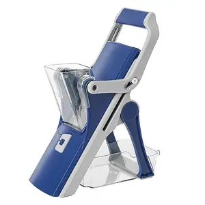 Upgrade Vegetable Chopper Food Slicer, 5 in 1 Adjustable Veggie Salad Chopper - Stainless Steel Blades - For All Kitchen Chopping Needs - Perfect Gift for Home Cooks & Chefs Blue/Green