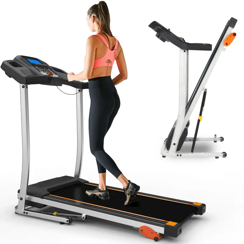Home Use Folding Treadmill - 2.5HP Energy-Efficient Motor, 12KM/H Fast Running Speed, 4 Incline Levels, 12 Preset/Adjustable Programs, LCD Display, Bluetooth, Security Key, Cup Holder, Shockproof Smooth Low-Impact Cardio Equipment (49.00x18.00x47.00 in),