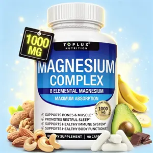 Magnesium Complex 8 Elemental 1000mg - Glycinate, Citrate, Malate, Taurate for Max Absorption, Bone & Muscle Support, 90 Capsules plant-based wellness
