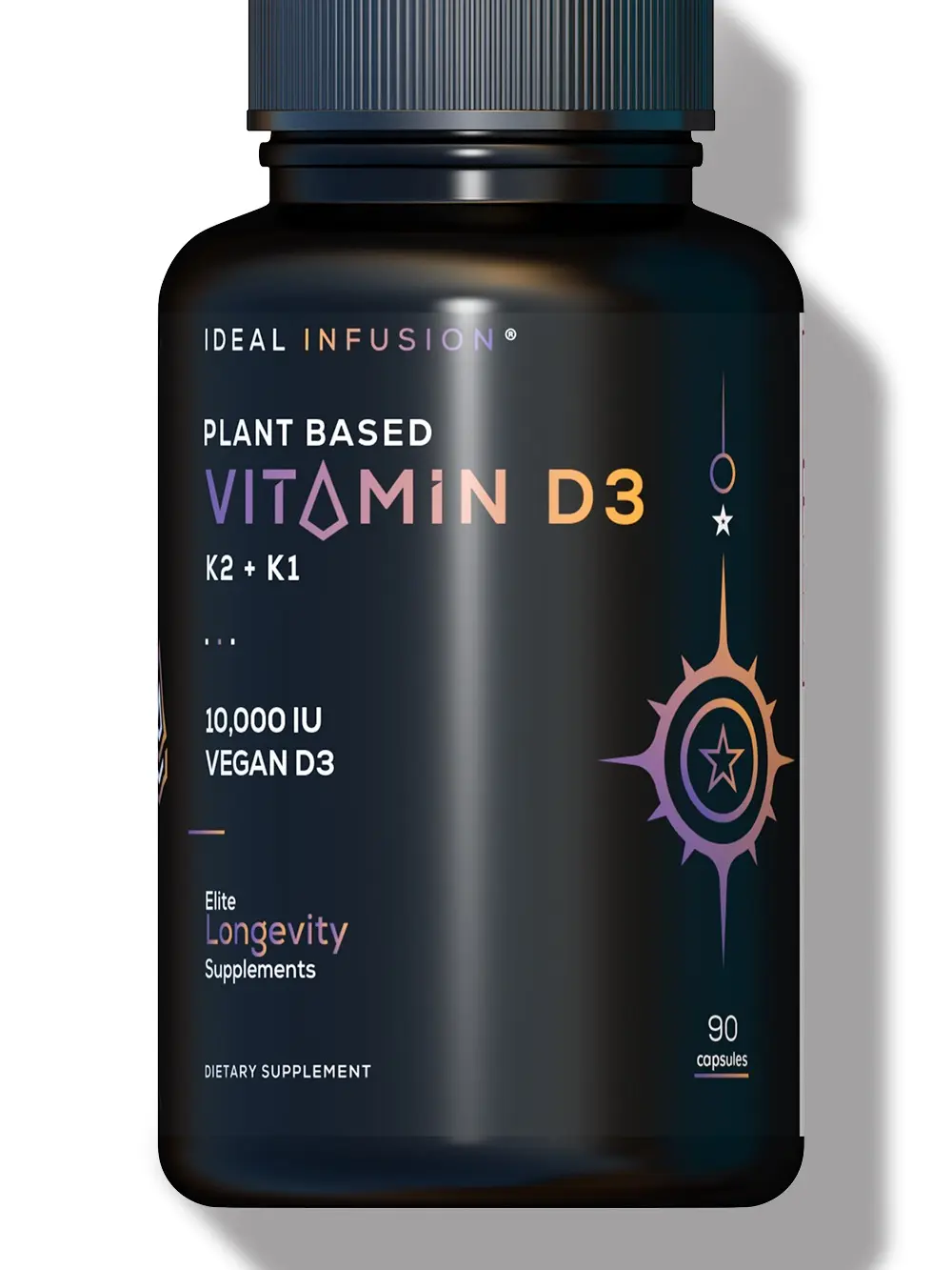 Plant Based Vitamin D3 10,000IU with K2 + K1 MCT Powder Vegan Formula for Bone Health & Immune Function 90 Capsules