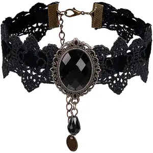 Retro  Craft Lace Royal Court Vampire Choker Gothic Necklace Bracelet Black Pendant Chain