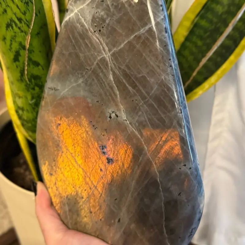Statement Piece Sunset Labradorite and Freeform Natural Stone Decorative Accent for Home Decor