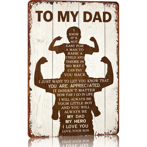 8x12 in Rectangle American Retro Durable Textured Metal Art Decor Plaque - Hangable Home Supplies Plaque, Outdoor-Ready Home Wall Hanging Sign, Father's Day Gift for Dad from Son