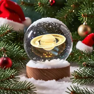 Laser Engraved 3D Crystal Ball Solar System Decor Ornaments Home Goods, Holiday Gifts