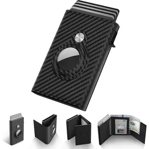 Mens mini Smart Wallet Card Holder - PU Leather, Mens Minimalist Wallet, Slim Smart Pop up Card Case, ID Window, Front Pocket, Gifts for men dad father son