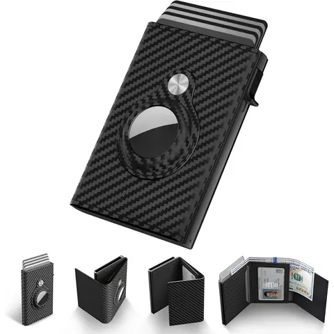 Mens Smart Wallet Card Holder Leather Slim Minimalist 9-14 Card Capacity ID Window Cash Slot Gift for Husband Valentine's Day