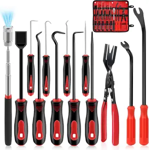 13 Pcs Precision Pick and Hook Tool Set with Clip Removal Plier Rivets Puller Fastener Remover Telescoping Magnetic Pickup Gasket Scraper for Electronics Maintenance Pick Tools Automotive Repair