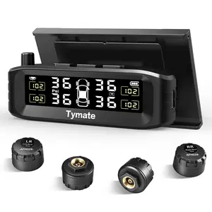 TM8 Tire Pressure Monitoring System, Wireless Solar TPMS with 4 External Sensors & 6 Alarm Modes, Colorful Display, Easy to Intall on Windshield, Ideal for RV Sedan SUV MPV Truck (0-87 PSI)