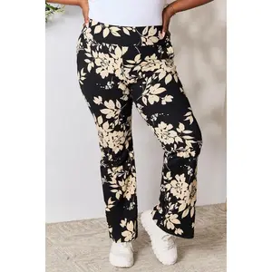 Heimish Full Size High Waist Floral Flare Pants