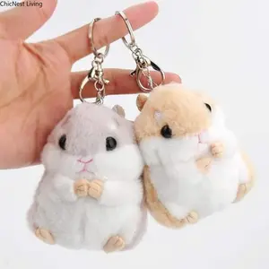 2 Pcs Cute Hamster Plush Keychain Stuffed Animal Keychain Soft Keyring Bag Charms for Purse Handbags Car Key Pendant Decoration Jewelry Accessories Women bracelet men luck unisex casual trendy