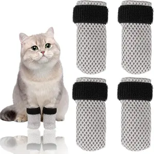 Adjustable Pet Cat Dog Boots, Anti-Scratch Gloves, Breathable Mesh Paw Protectors, Non-Slip for Bathing, Nail Trimming, Injection