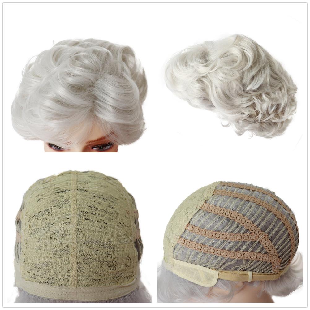 GNIMEGIL - Elegant Short Grey Curly Wig with Bangs - Natural Looking Synthetic Hair for Women - High-Temperature Fiber - Loose Curly Style - Perfect for or Mother’s Gift