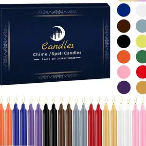 24 Pack Multicolor Spell Chime Candles -  Mini Unscented Taper Candles for Rituals, Prayer, Meditation, Altar, Spells - 4" Tall - Ideal for Witches &  Practices