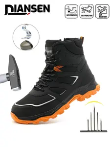 Steel Toe Shoes for Men Composite Toe Work Shoes Safety Sneakers Lightweight Indestructible Construction Puncture Proof Indestructible Shoes Slip-resistant and wear-resistant New Fashion all-season outdoor High top sneakers