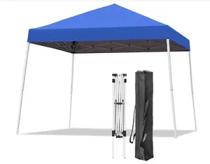 SA-Garvee 10x10ft Pop Up Canopy Tent, Waterproof, Adjustable Height Instant Portable Shelter, Portable Roller Bag, Easy to Set Up, Easy Outdoor Sun Shade for Beach Events, Parties, Camping, Blue