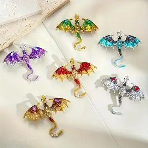 This is a collection of six charming brooches inspired by cartoon dragons, featuring colorful enamel and inlays that perfectly add elegance and style to any outfit.