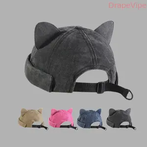 Cute Cat Ear Brimless Hat for Women, Vintage Washed Docker Cap, Trendy Korean Style Beanie Skull Cap, Minimalist Streetwear Sailor Hat, Lightweight Hipster Fashion Accessory for Daily Wear, Travel, Photos & Casual Outfits