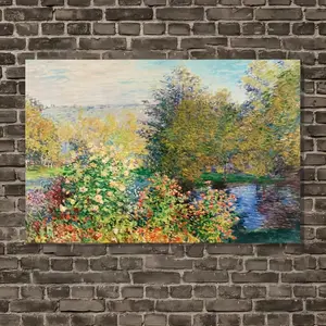 1 piece Claude Monet <Corner of the Monet Garden> canvas poster - Impressionist landscape painting, with framed edges, ready to hang - Autumn floral oil painting - Decoration for living room, bedroom, office, perfect gift for art lovers and Monet co