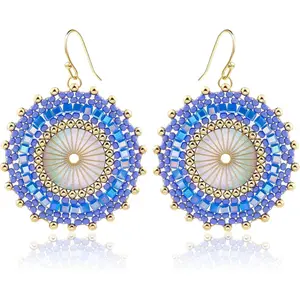 Colorful Bead Earrings For Women Summer Beach Handmade Bead Earrings Bohemia Hoop Dangle Earring For women