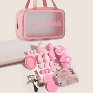 1pc Multifunctional Waterproof Zippered Toiletry Bag And 26pcs Makeup Tool Set, Makeup Bag, Toiletry Storage