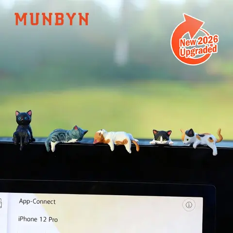 MUNBYN 2026 Mini Resin Cat Desk Figurines (Style A, 5Pcs/Set) - Multi-Pose Cute Cartoon Kitty Office Accessories, Cutecore Quirky Whimsical Gifts, Unique Aesthetic Room Decor for Office Use