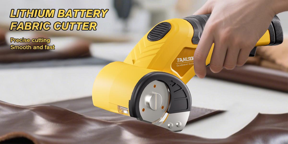 TANLOOK Cordless Electric Scissors, USB Rechargeable Fabric & Box Cutter with Safety Lock, Replaceable Blades, Easy Cutting for Cardboard, Leather & Plastic