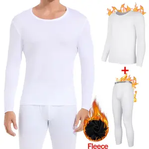 1/2/3 Pack Men  Breathable Comfortable Lightweight Fleece Lined Thermal Underwear Long Johns Tops and Bottom Winter Sets Keep Warm Menswear Casual Clothes Crewneck Plain Stretch Fabrics Stylish Outfit Day