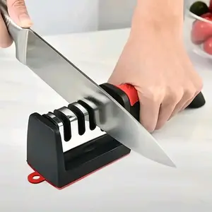4-Stage Professional Knife Sharpener – Diamond/ Ceramic Rods, Safe Design