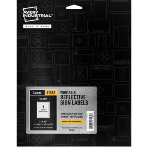 Avery AVE61582 Reflective Sign Labels, Silver