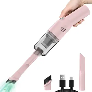 Portable Mini  Vacuum Cleaner Pink, High Power Cordless(400g) Handheld Rechargeable Vacuum Cleaner for Desk V06