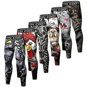 Men's Compression Pants - Elastic Waistband Athletic Baselayer for Running, Gym, BJJ Grappling - M, XXL Workout Tights Active Sports Leggings