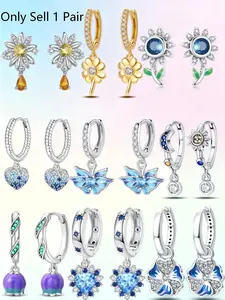 Elegant Women's Rhinestone Heart Flower Moon Water Drop Earrings, Casual Style, Perfect Gift for All Seasons, Daily Wear & Special Occasions