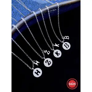 925 Sterling Silver Letter Design Pendant Necklace Fashion Jewelry for Party Daily Clothing Decor Trendy All-match Exquisite Jewelry Birthday Gift for Girlfriend