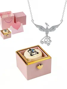 Silver Wing Phoenix Timeless Necklace Luxury stylish peacock necklace with unique design, versatile and fashionable pendant.With surprise magic birthday cake & bear jewelry gift box, perfect mystery gift for birthdays and Valentine’s Day.