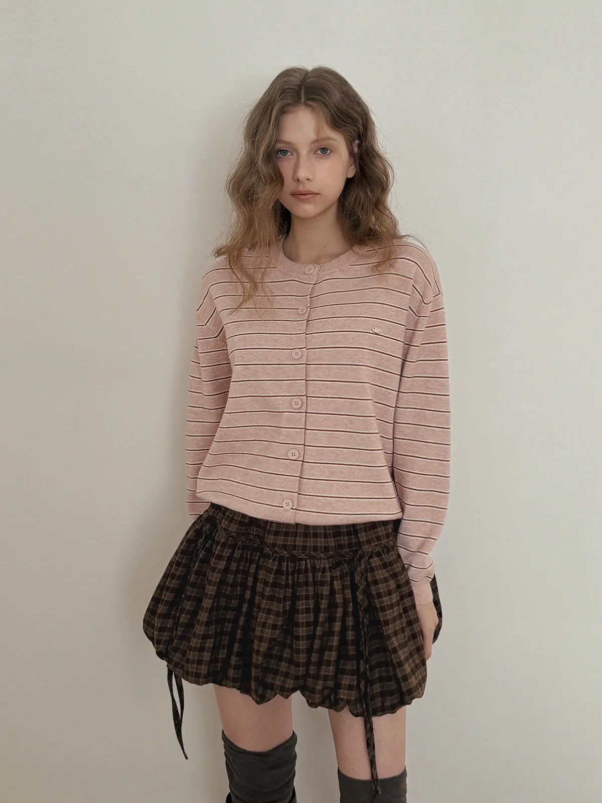 【TWEE】Eton Stripe Round-Neck Long-Sleeve Cardigan