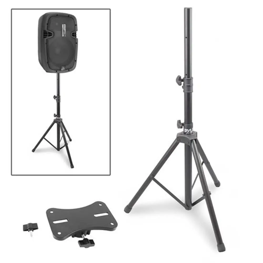 Tripod Speaker Stand | Adjustable Steel Mount Stand with Rubber Feet - Load Capacity & Safety Lock Pin - Elevates Sound, Foldable Portable Design for Easy Carry For Stage, Studio & Outdoor Use