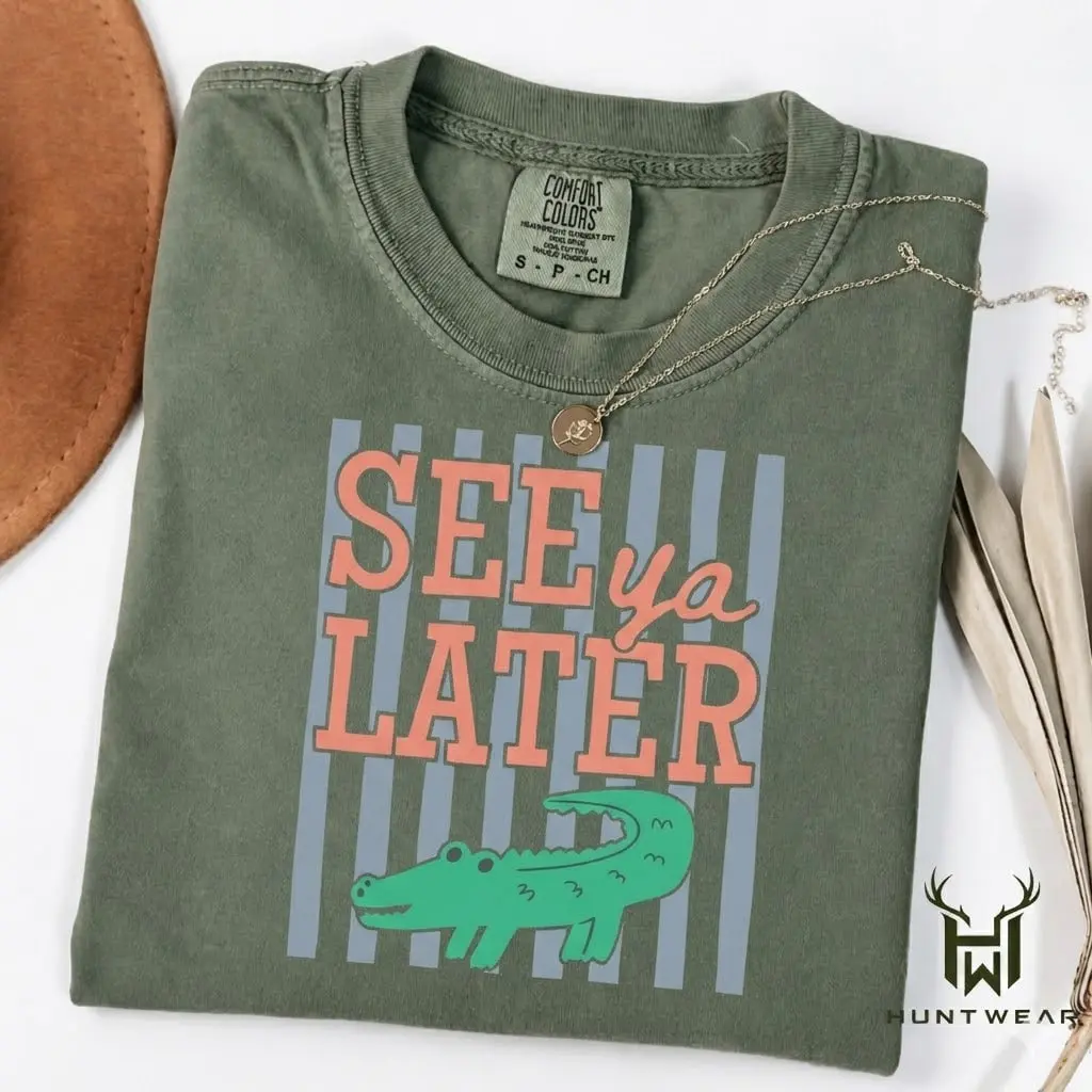 Comfort Colors See Ya Later Alligator Shirt, Funny Crocodile Graphic Tee, Cute Reptile Summer T-Shirt, Trendy Retro Animal Shirt, Vacation Vibes Gator Tee, Funny Southern Saying Shirt, Soft Washed Cotton Shirt, Unisex Comfort Colors Tee