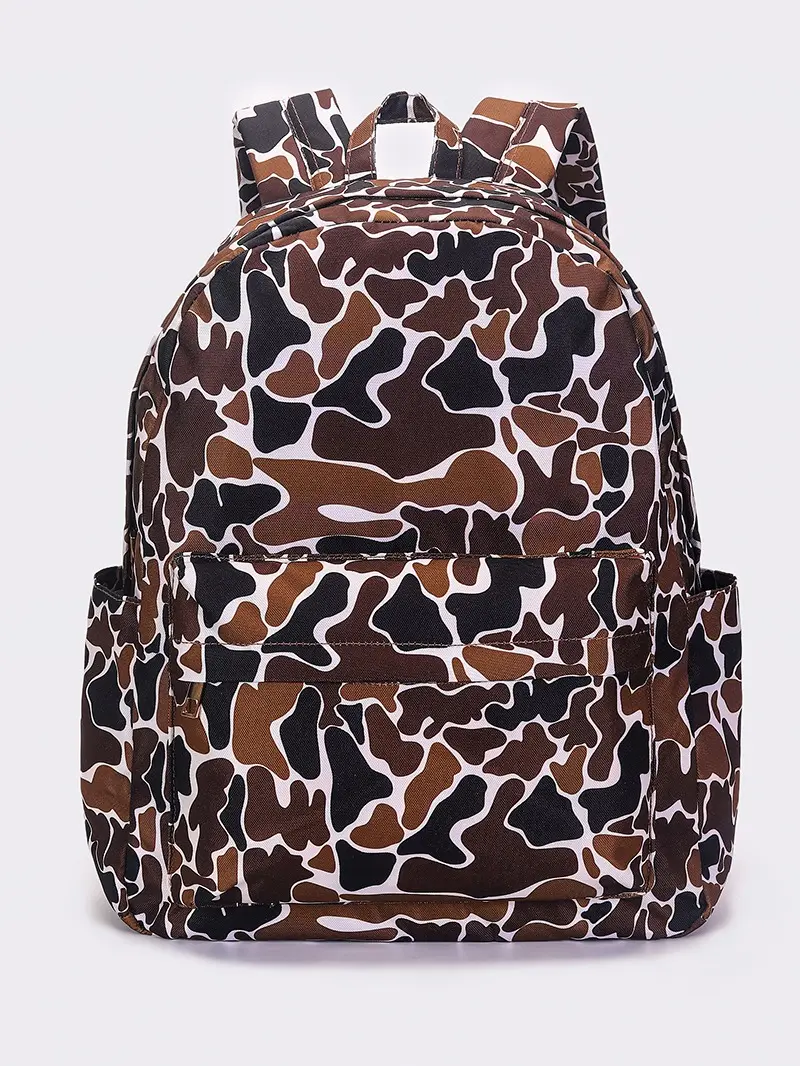 Kids' Brown Camouflage Print Backpack, 13*17*5 Inches, Back to School Haul Accessory