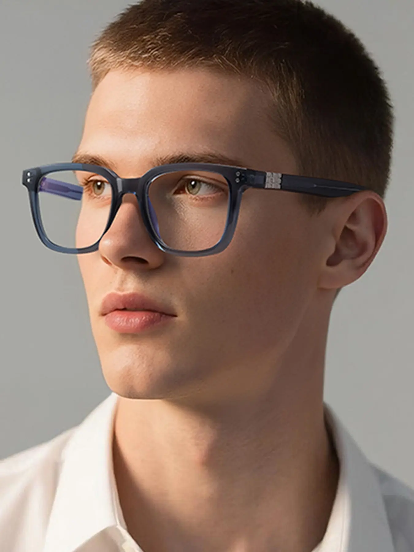 Men's TR90 optical glasses fashion Korean anti blue light glasses transparent frame with rice nail decoration suitable for clothing matching daily wear suitable for students wearing holiday gift set packaging Square Frames Eyeglass